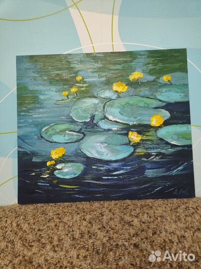 Картина маслом пруд лилии пейзаж