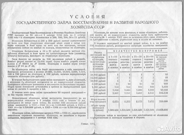1946 Облигация госзайма восстановления и развития