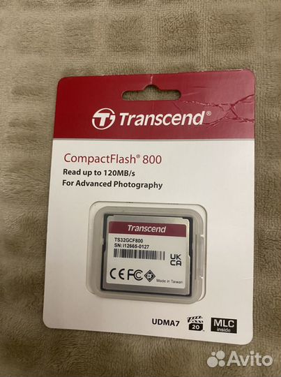 Transcend compactflash 800 120 MB/s 32GB