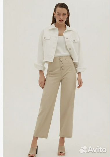 Хлопковые джинсы-брюки elis бежевые