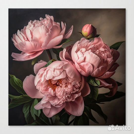 Картина маслом пионы на холсте