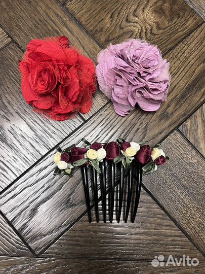 Заколка брошь цветок метериал гребень роза