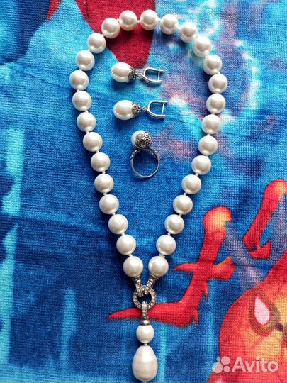 Комплект ожерелье, серьги, кольцо