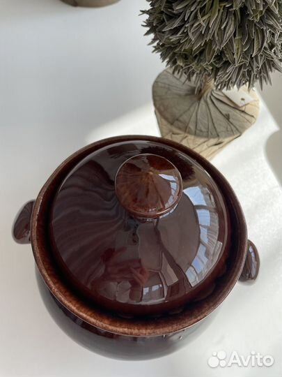 Керамический горшок, с крышкой. СССР