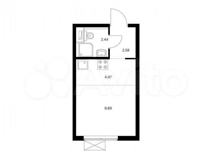 Квартира-студия, 19,9 м², 21/33 эт.