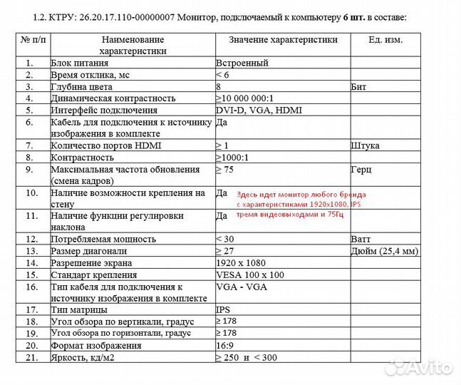 Подбор по тендеру (техническое задание)