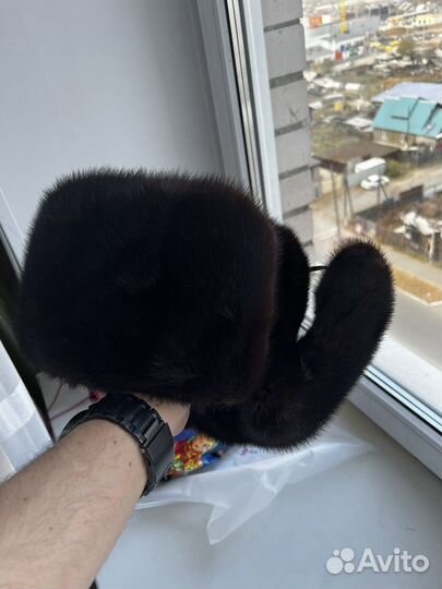 Норковая шапка мужская ушанка 58 р