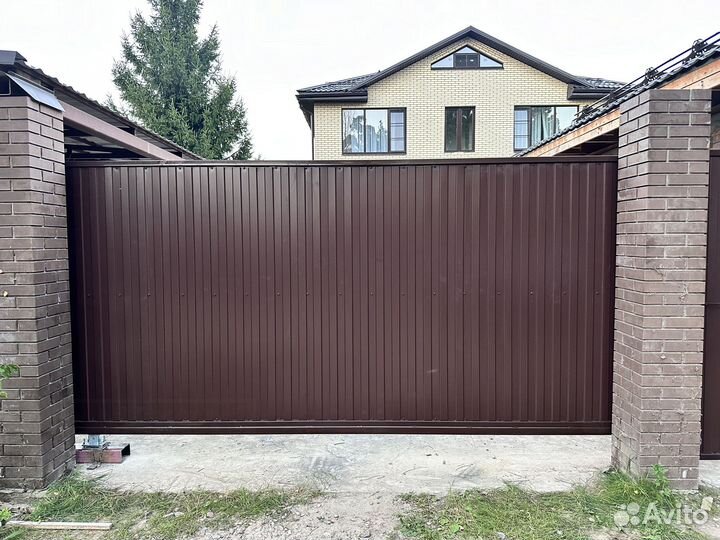 Откатные ворота и забор
