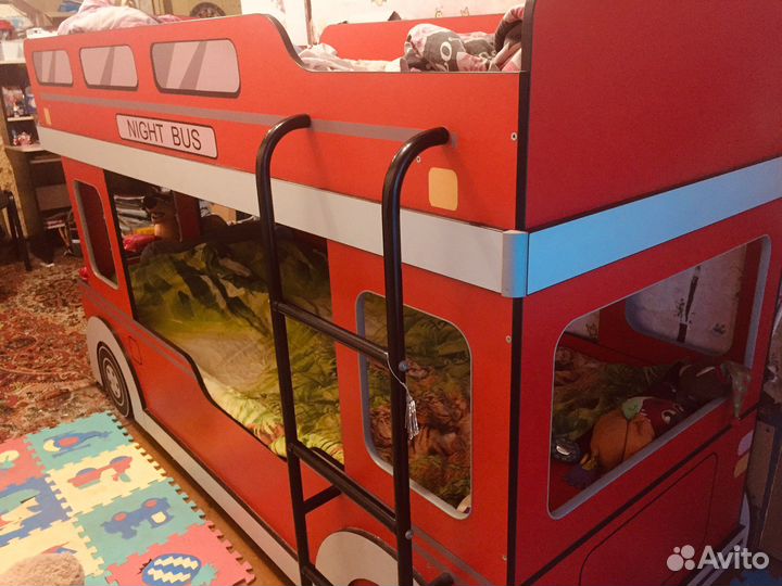 Двухярусная кровать Автобус комплект в детскую