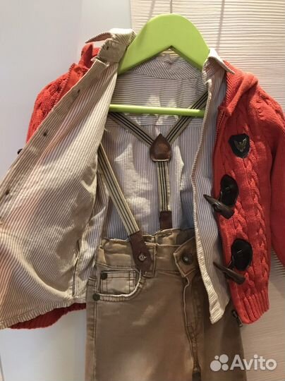 Нарядный костюм 92 р-р джинсы, рубашка, кардиган