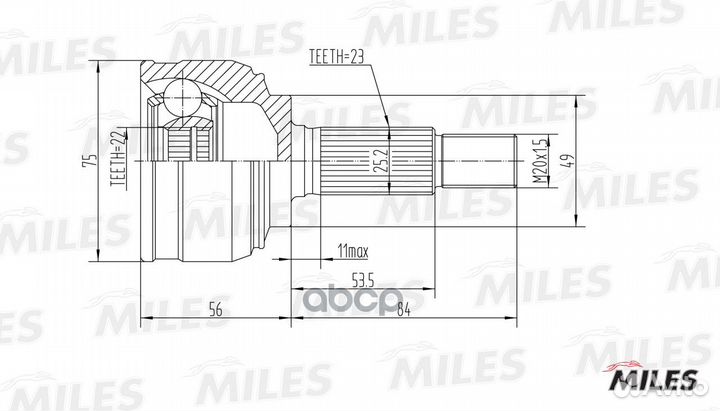 ШРУС nissan micra 1.5 03- нар. GA20308 Miles