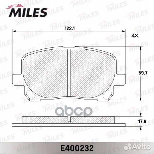 Колодки тормозные дисковые перед E400232 Miles