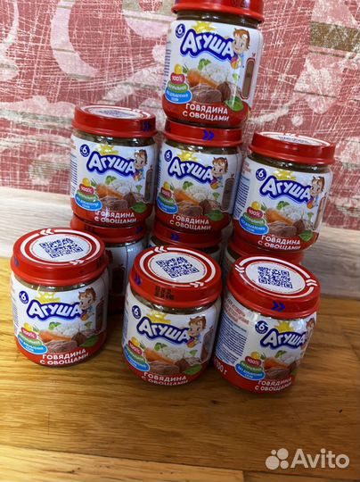 Детское питание агуша мясное и овощное
