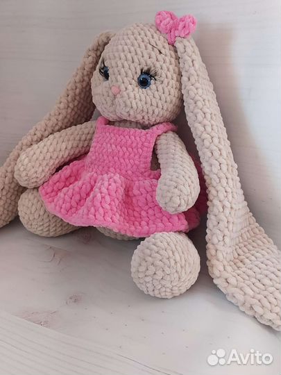 Плюшевый зайка,ручная работа, вязаные игрушки