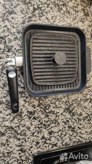Сковорода гриль с чугунной пресс крышкой