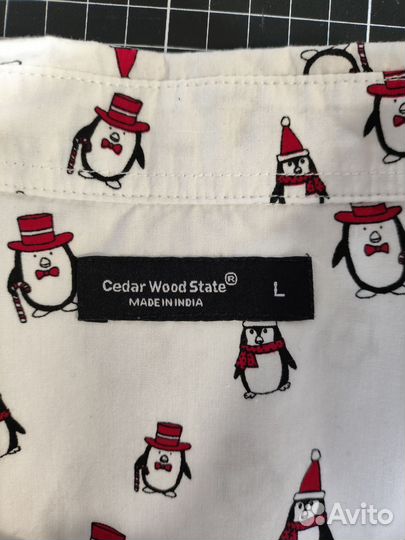 Рубашка, сорочка мужская с новогодними пингвинами