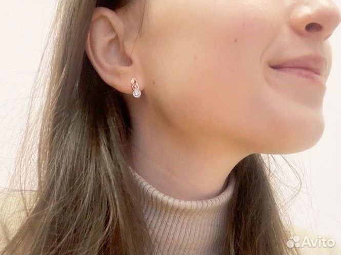 Золотые серьги с фианитами