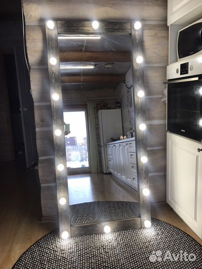 Зеркало гримерное с лампочками 180х80