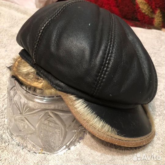 Кепка кожаная зимняя