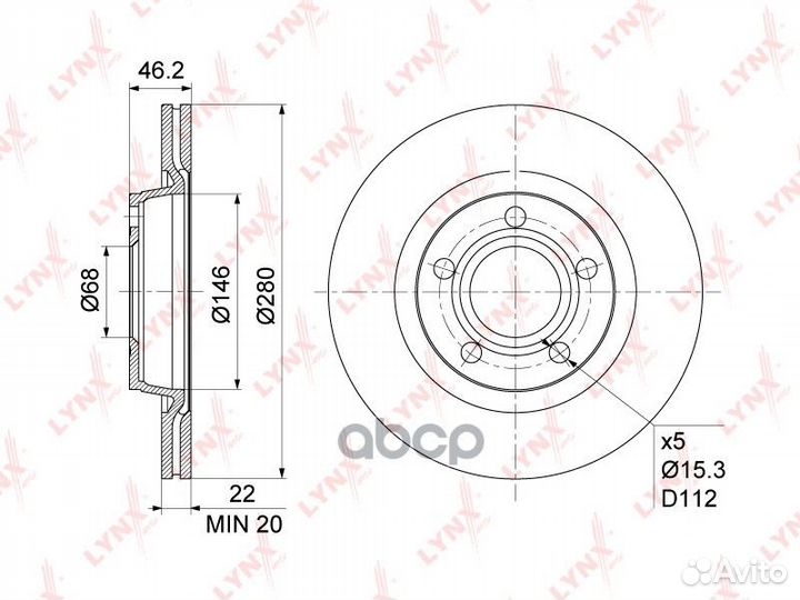 Диск тормозной перед/зад BN1203 lynxauto