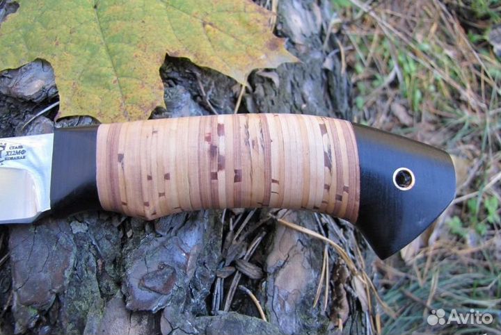 Нож кованый Ястреб Х12мф береста