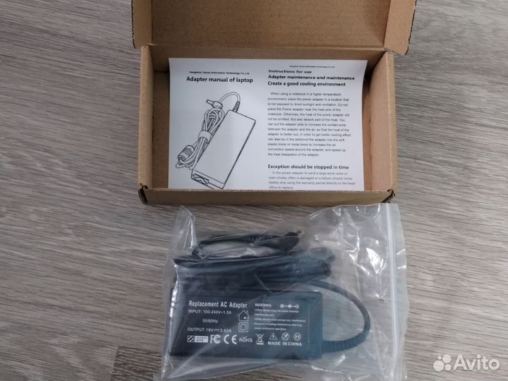 Блок питания для ноутбука Acer 19V, 3.42A, 65W