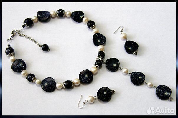 Авантюрин колье + серьги