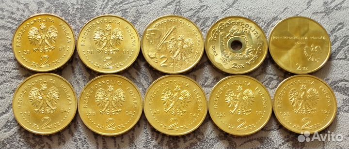 Монеты Польши 2 злотых + никель