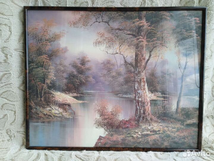 Картина под стеклом натюрморт, пейзаж