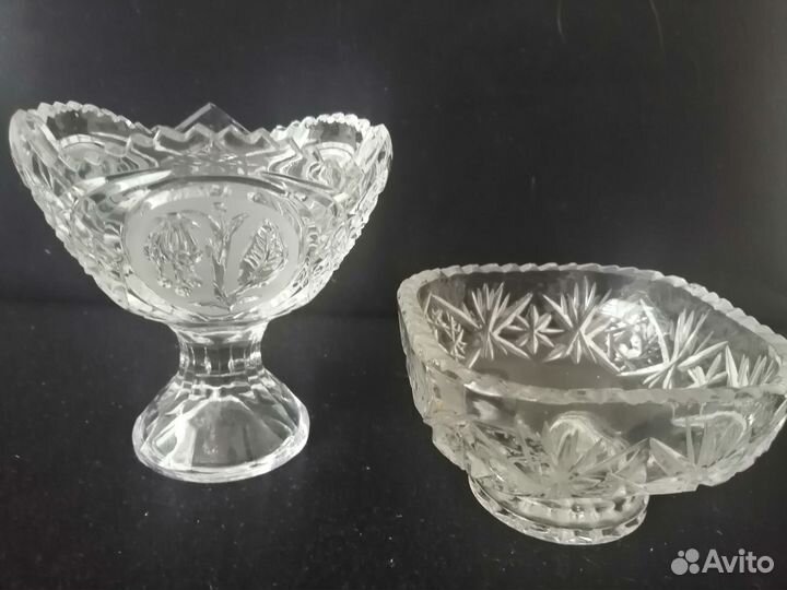 Хрустальная конфетница на ножке ваза СССР