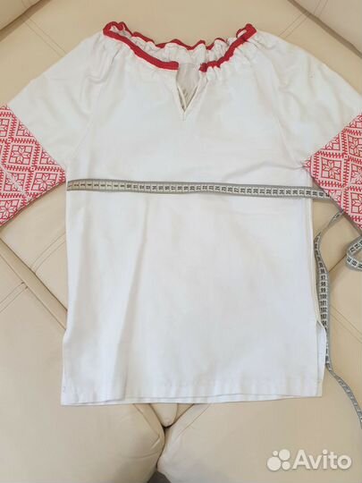 Русская народная рубашка детская + лапти вязанные