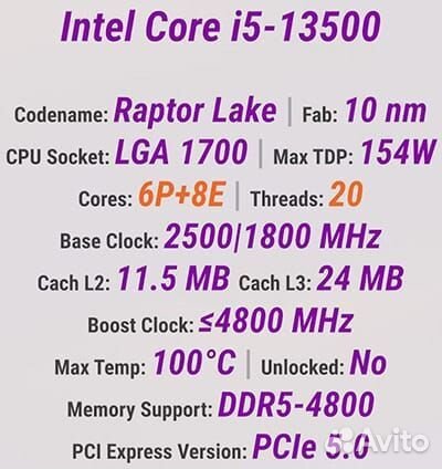 Процессор intel core i5 13500 BOX Новый