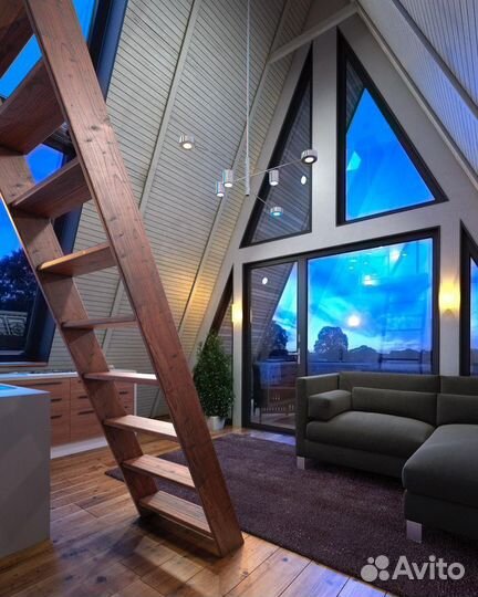 Каркасный дом в стиле A-frame 60 м2