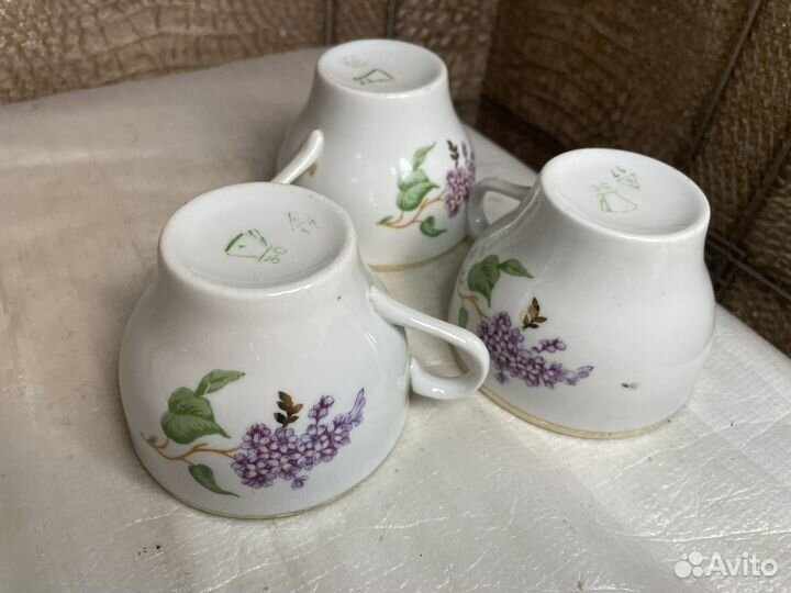 Фарфоровые чашки СССР с позолотой