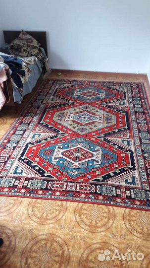 Чисто шерстяной ковёр старинный антиквариат