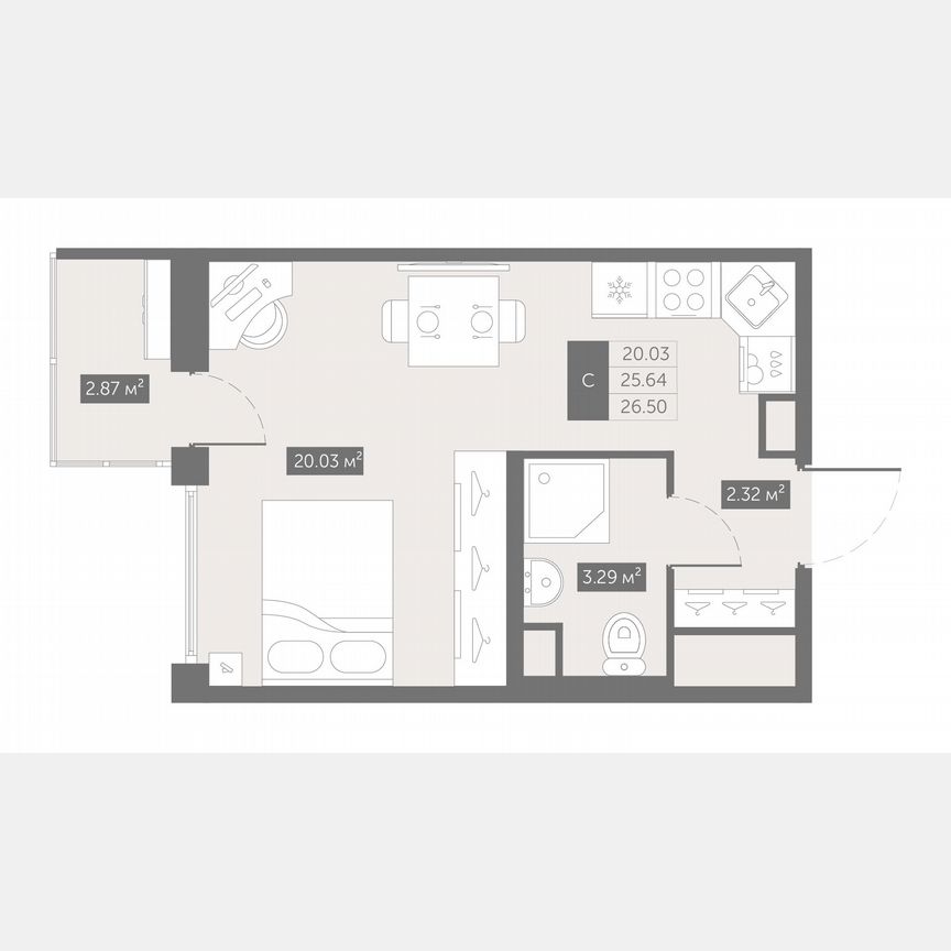 Квартира-студия, 26,5 м², 5/10 эт.