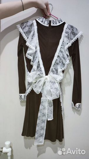 Белый школьный фартук+платье