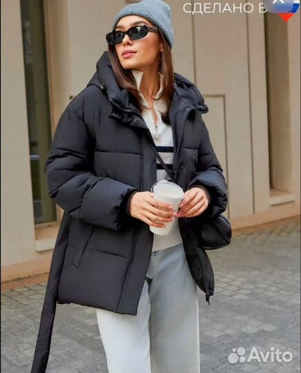 Пуховик с ремнем