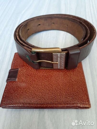 Ремень мужской и портмоне из кожи времен СССР
