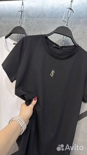 Футболка лого стразы Yves sant Lauren единый до 46