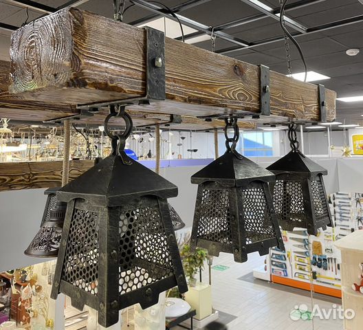 Люстра ручной работы Ковка Натуральное дерево