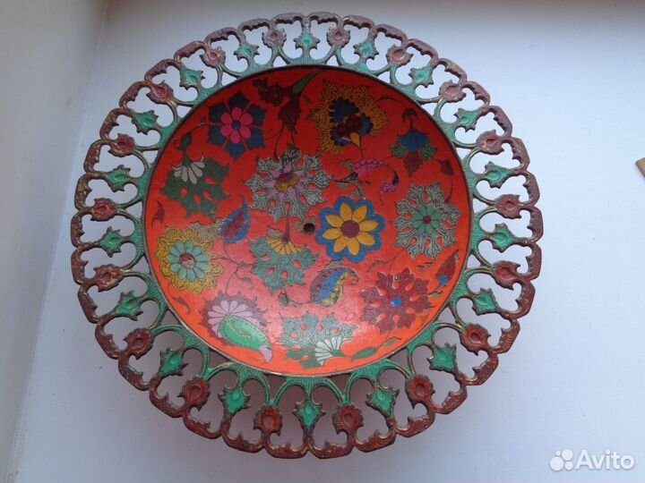 Ваза под фрукты,латунь,эмаль.Индия