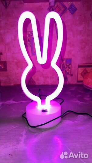 Неоновый светильник Зайчик