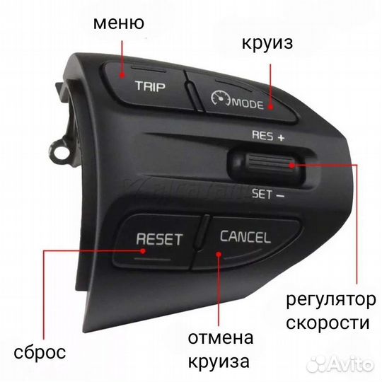 Кнопки руля с круизом KIA RIO 4, X-line