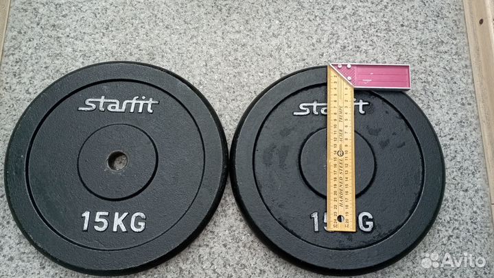 Диск чугунный Starfit BB-204 15 кг, d26 мм