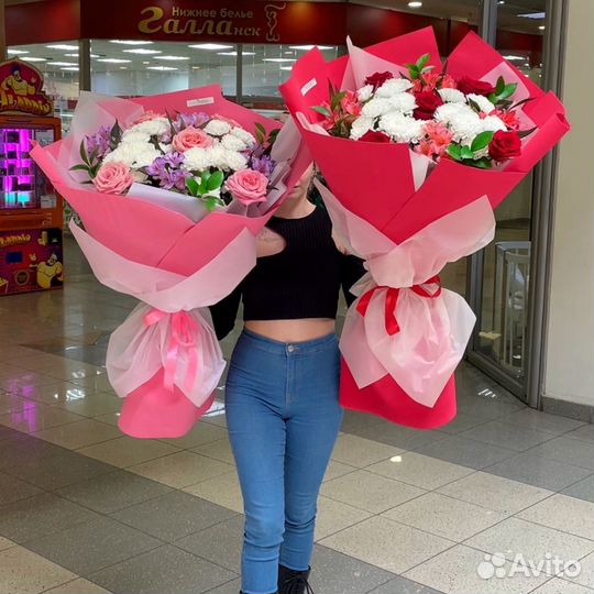 Букет-Гигант из Роз, Хризантем и Альстромерий