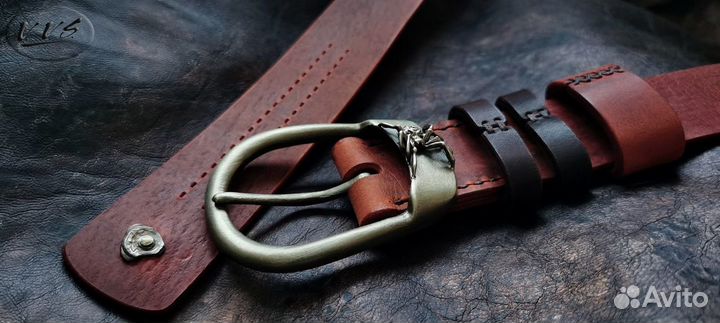 Кожаный ремень с литой пряжкой Паук /Арахнид Жорик