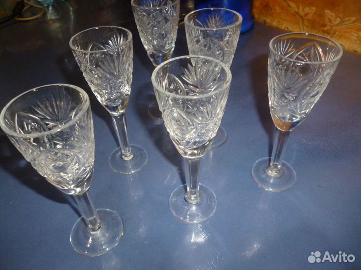 Хрустальные рюмочки, 6 шт
