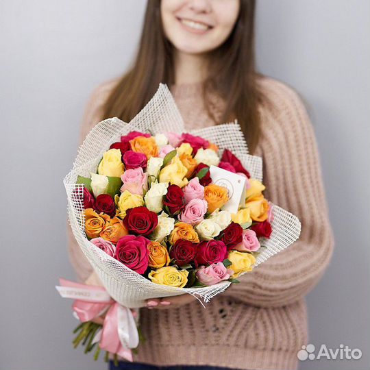 51 Роза микс №2 Цветы букет 