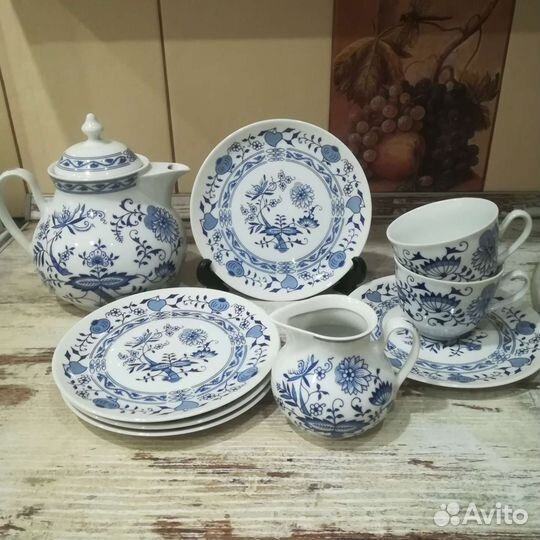 Сервиз чайный Синий лук,Чехословакия,Богемия